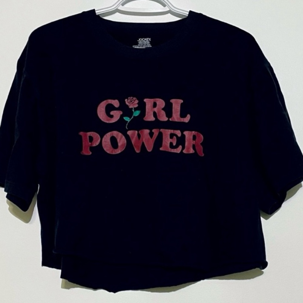 “Girl Power” Cropped Oversized Tee